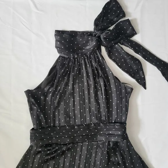 Sachin &amp; Babi Anthropologie Black And White Polka Dotted High Neck Midi Dress 10