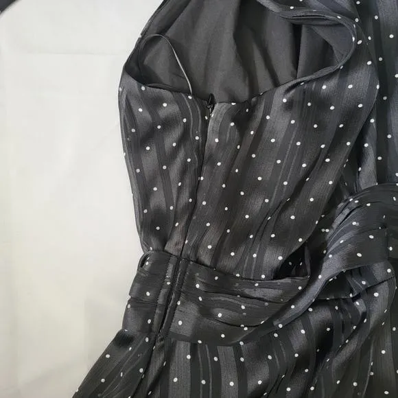 Sachin &amp; Babi Anthropologie Black And White Polka Dotted High Neck Midi Dress 10