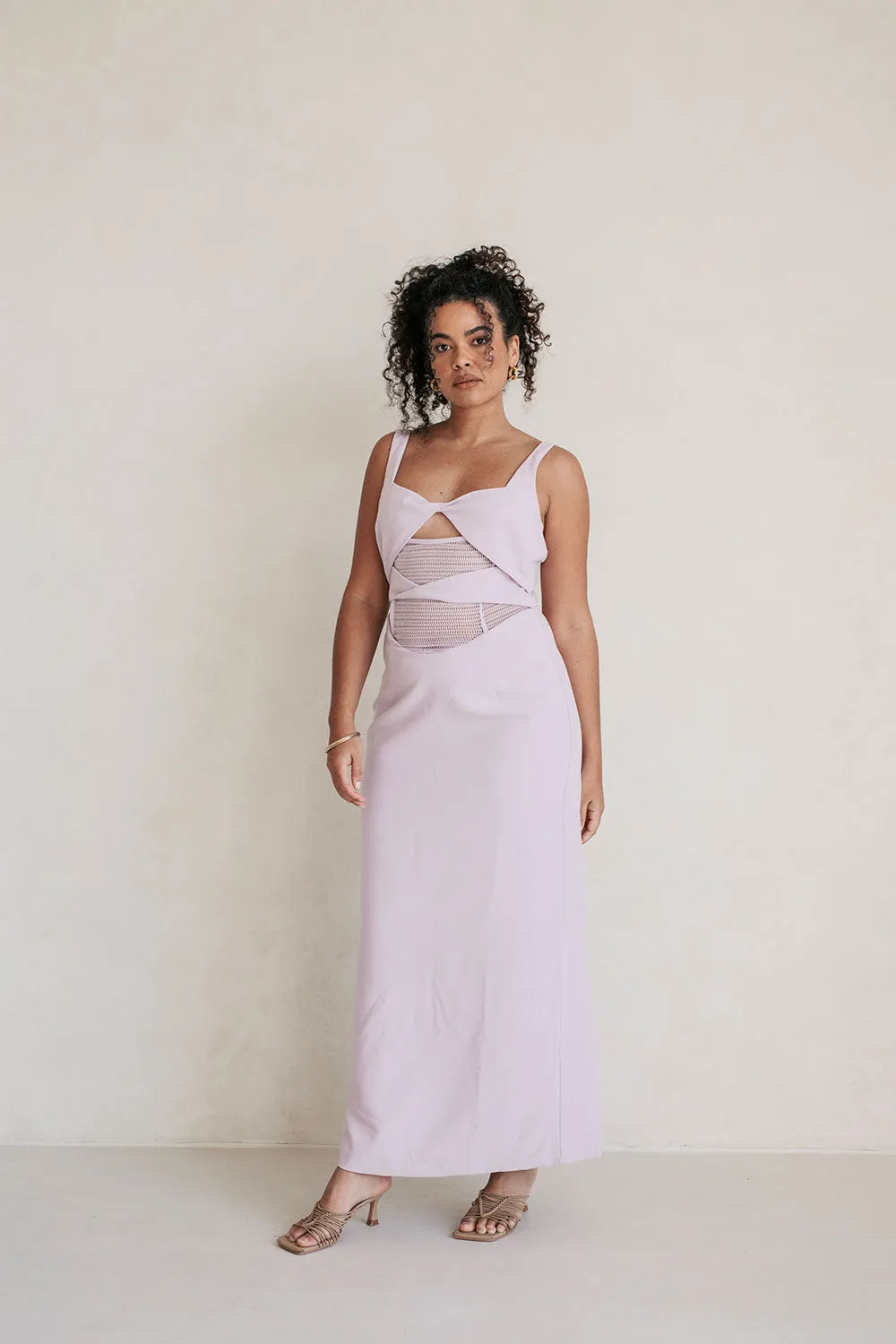 SAMPLE-Zendra Midi Dress - Lavender