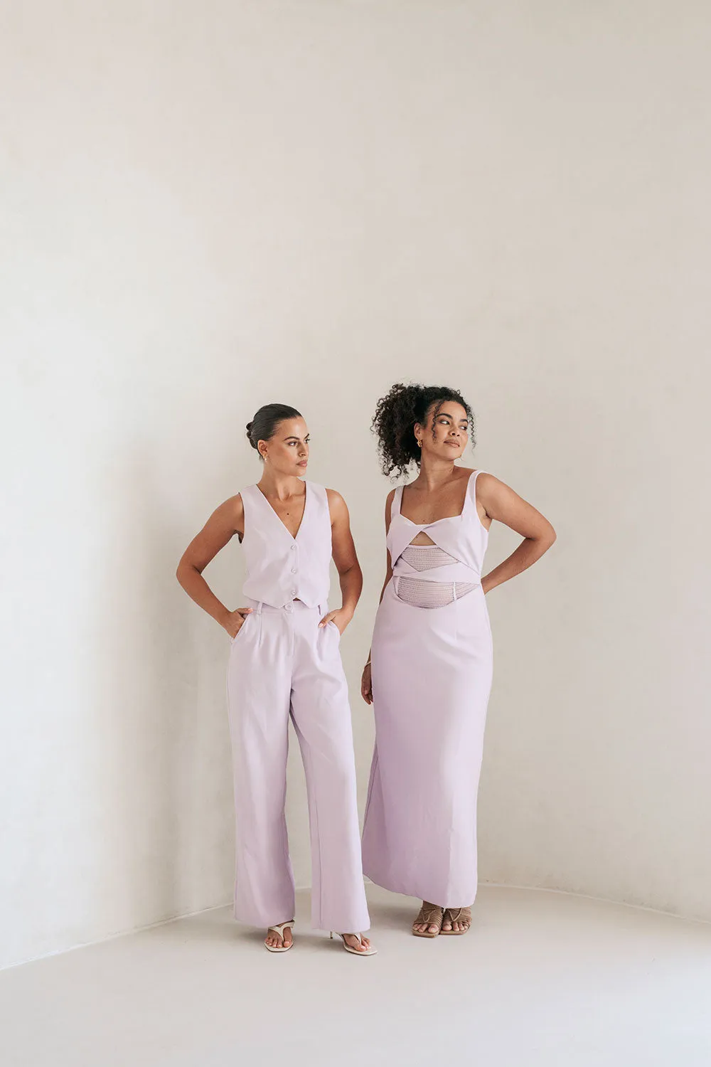 SAMPLE-Zendra Midi Dress - Lavender