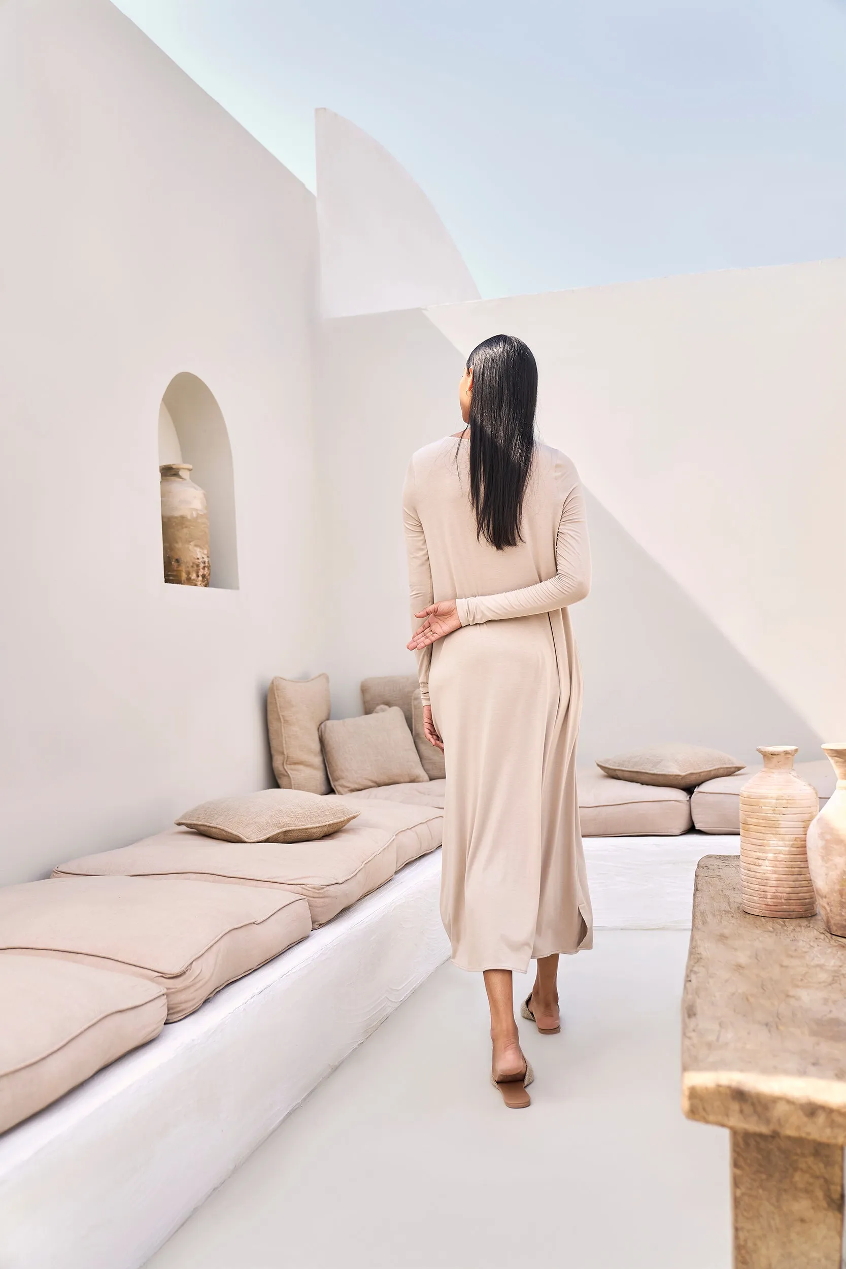 Sand Skin Long Sleeves Dress (Natural)