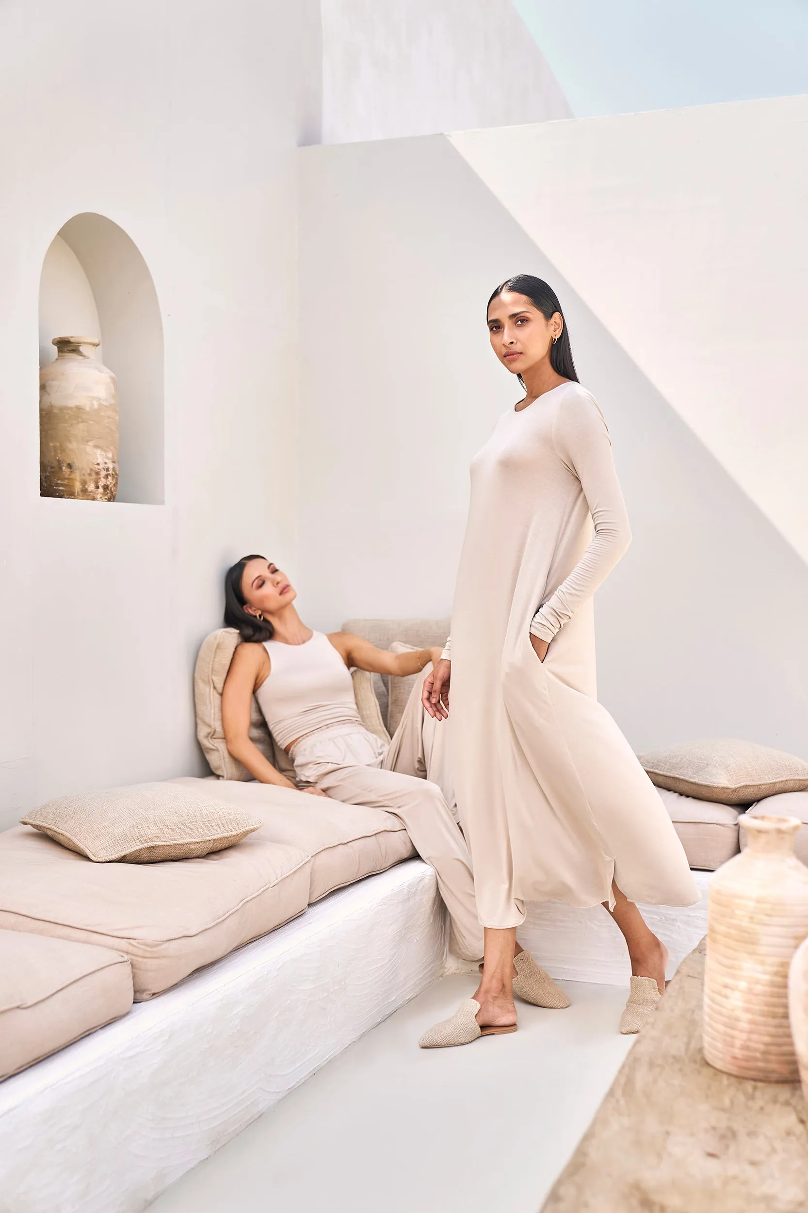 Sand Skin Long Sleeves Dress (Natural)