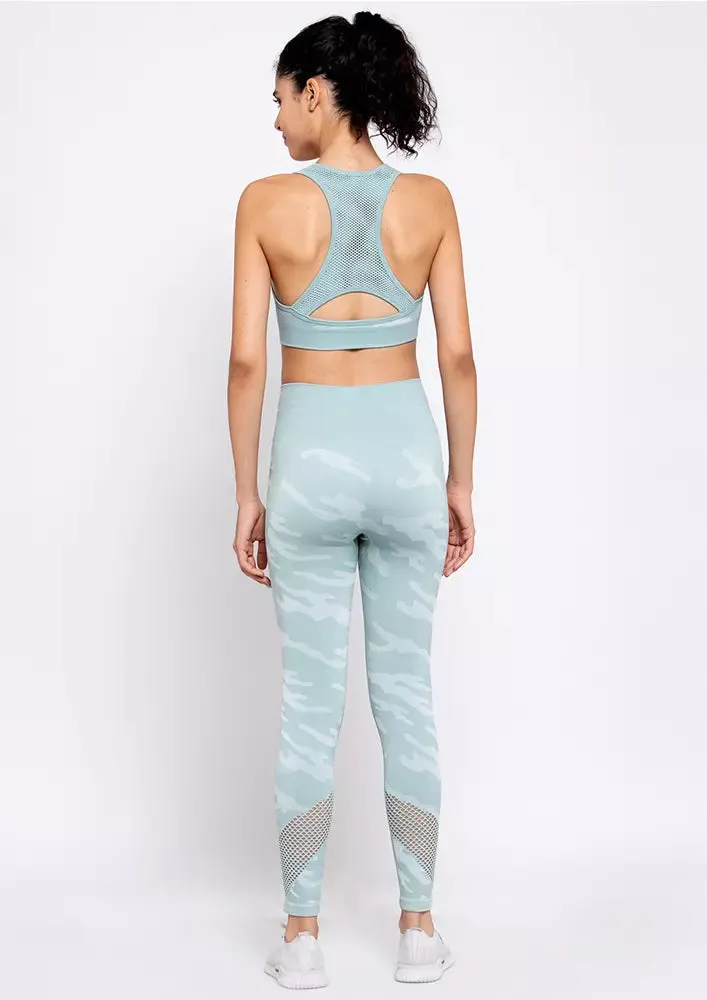 Seamless Camo Yoga Set With High Waist Leggings & Crop Top