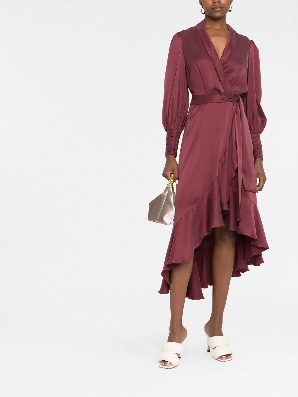 Silk midi wrap dress
