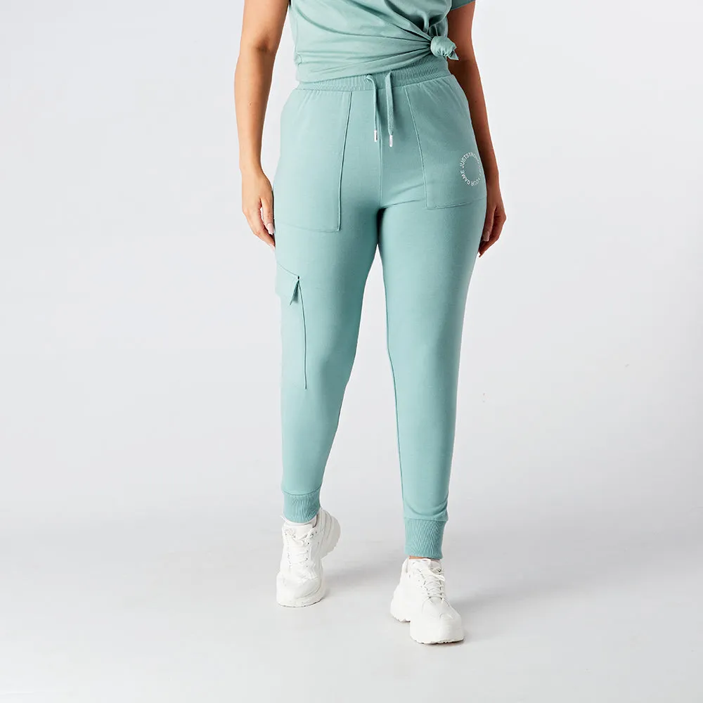 Silver Green Cargo Joggers