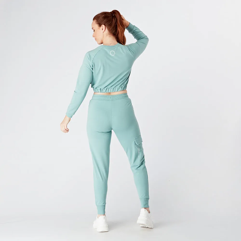 Silver Green Cargo Joggers
