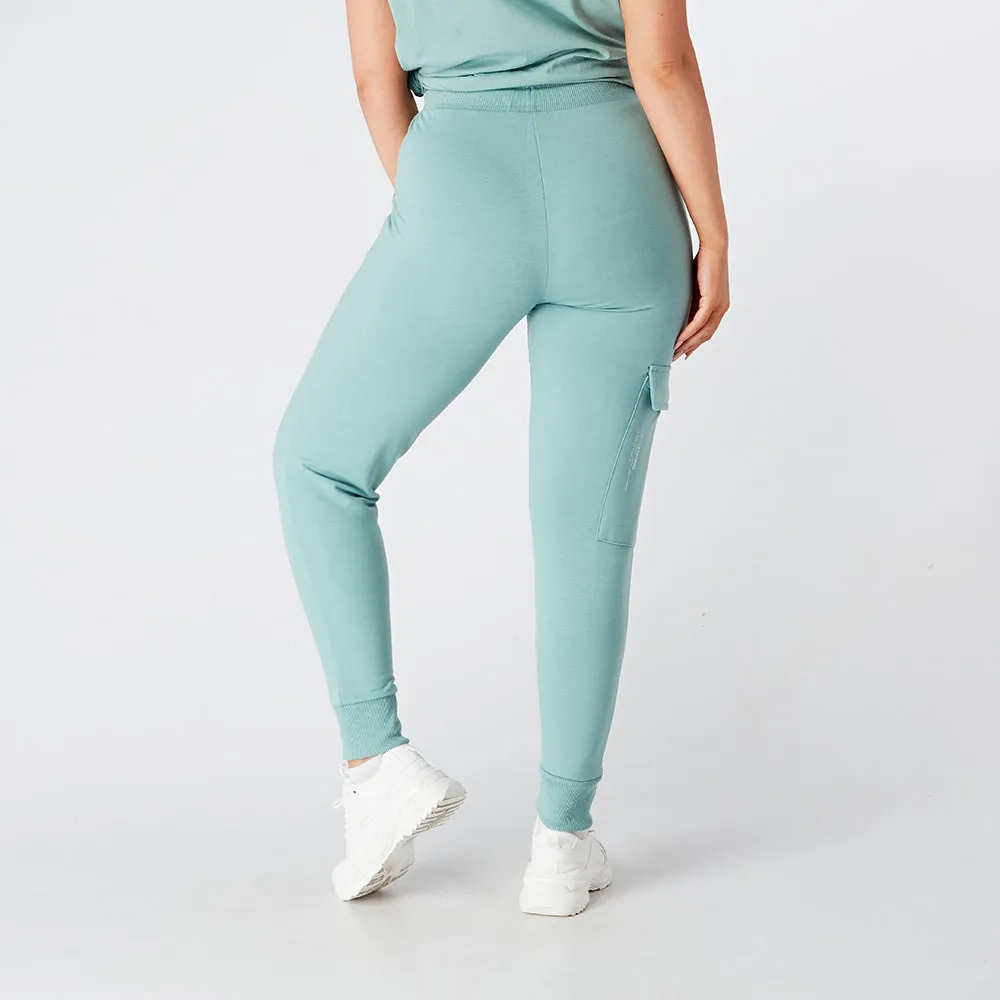 Silver Green Cargo Joggers