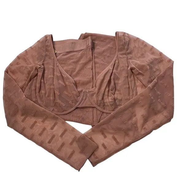 SKIMS After Hours Long Sleeve Bra Top   Leggings Set Rose Clay 4X