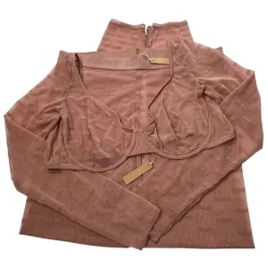 SKIMS After Hours Long Sleeve Bra Top   Leggings Set Rose Clay 4X