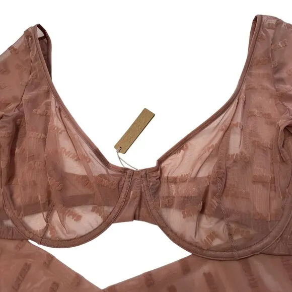 SKIMS After Hours Long Sleeve Bra Top   Leggings Set Rose Clay 4X