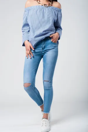 skinny jeans with broken knees