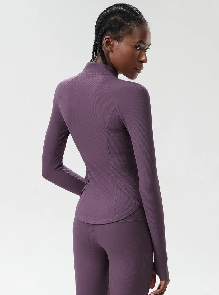 Sleek High-Performance Zip-Up Long Sleeve Yoga &amp; Fitness Top