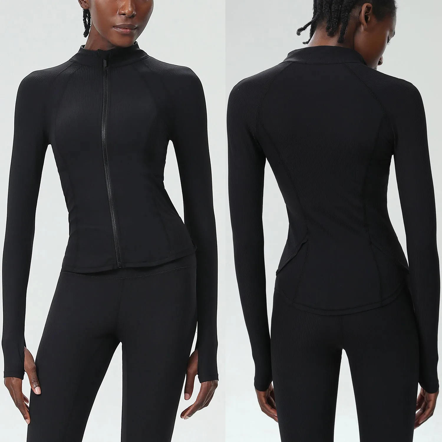 Sleek High-Performance Zip-Up Long Sleeve Yoga &amp; Fitness Top