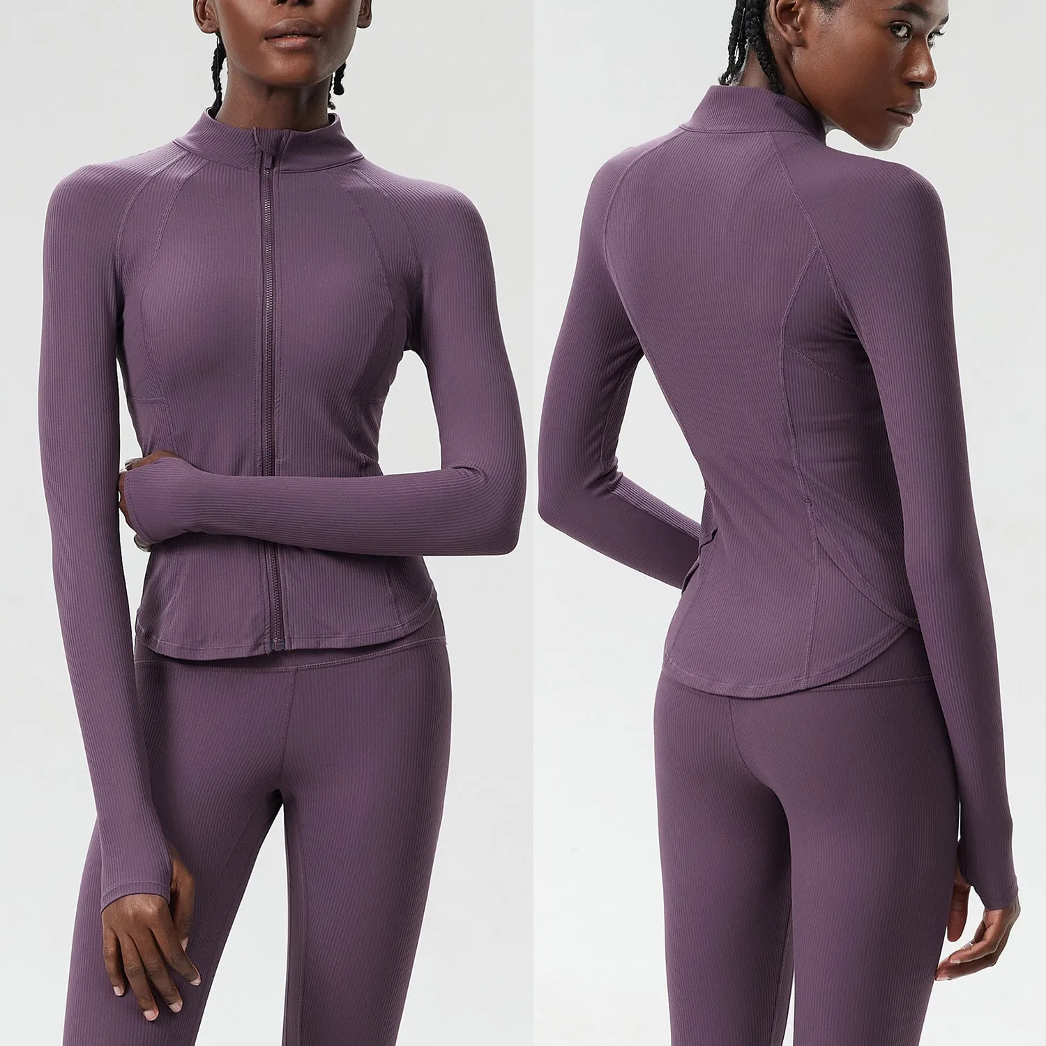 Sleek High-Performance Zip-Up Long Sleeve Yoga &amp; Fitness Top