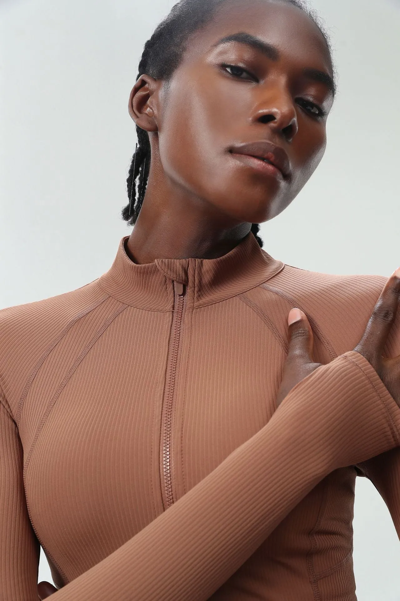 Sleek High-Performance Zip-Up Long Sleeve Yoga &amp; Fitness Top