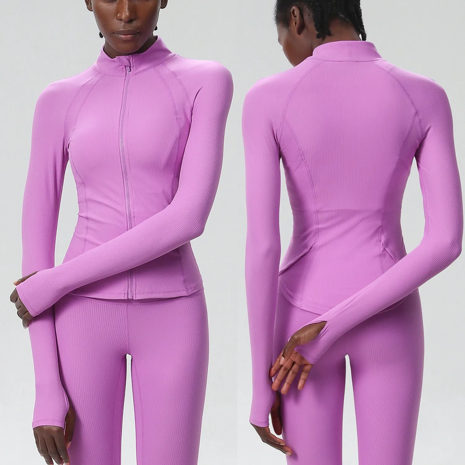 Sleek High-Performance Zip-Up Long Sleeve Yoga &amp; Fitness Top