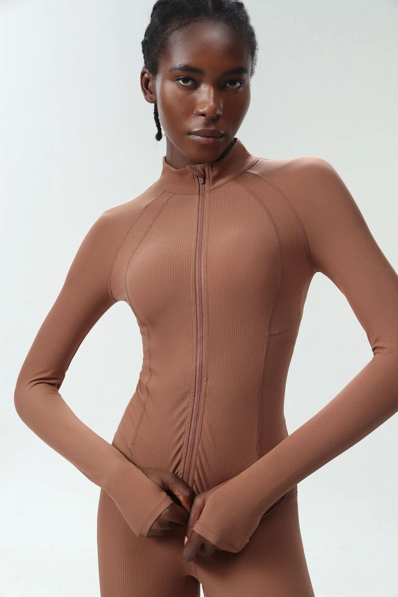 Sleek High-Performance Zip-Up Long Sleeve Yoga &amp; Fitness Top