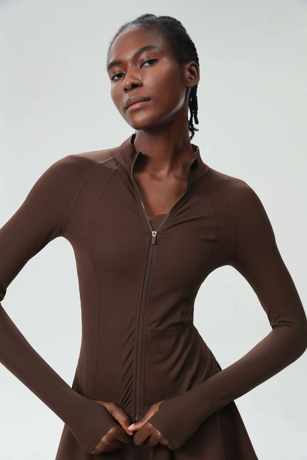 Sleek High-Performance Zip-Up Long Sleeve Yoga &amp; Fitness Top