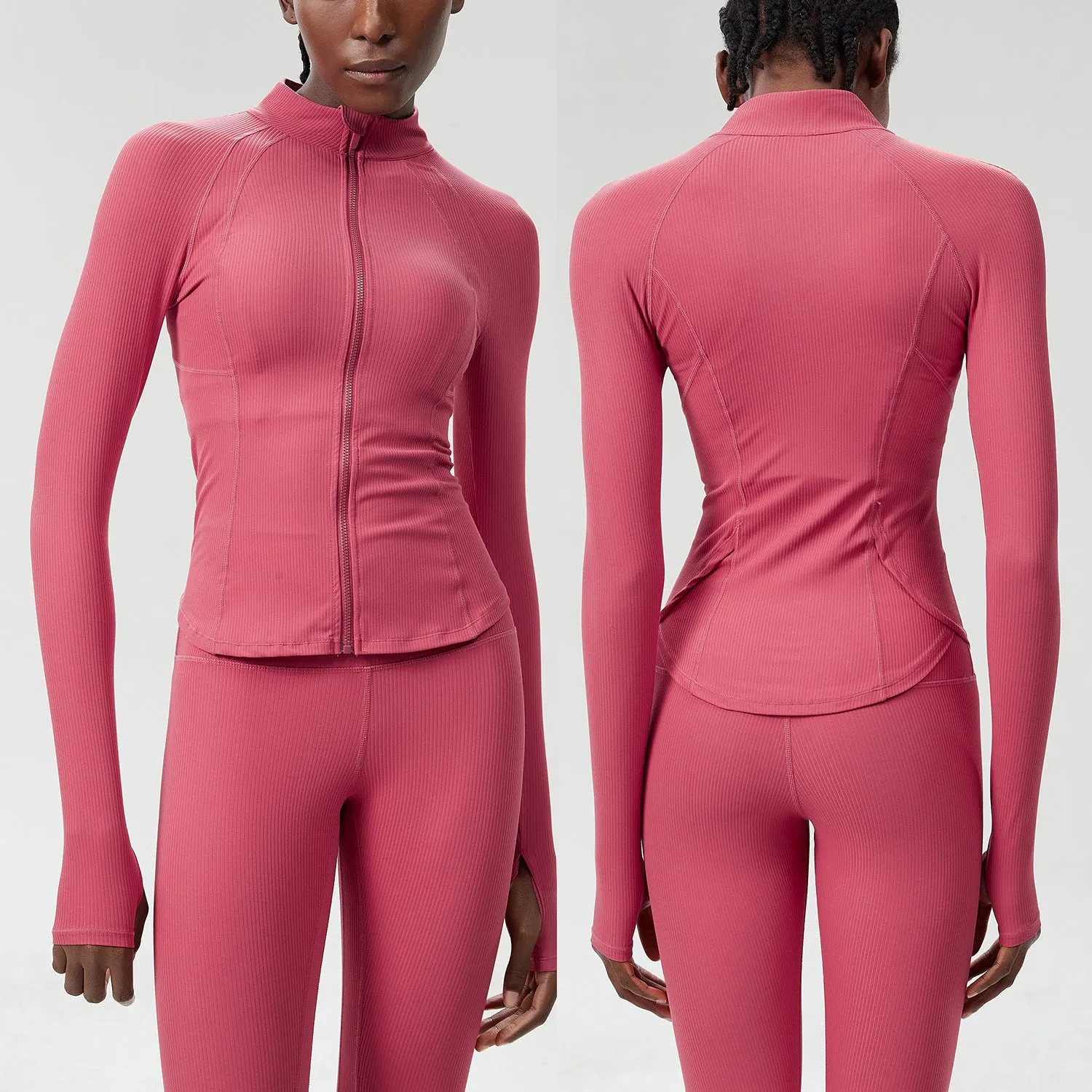 Sleek High-Performance Zip-Up Long Sleeve Yoga &amp; Fitness Top
