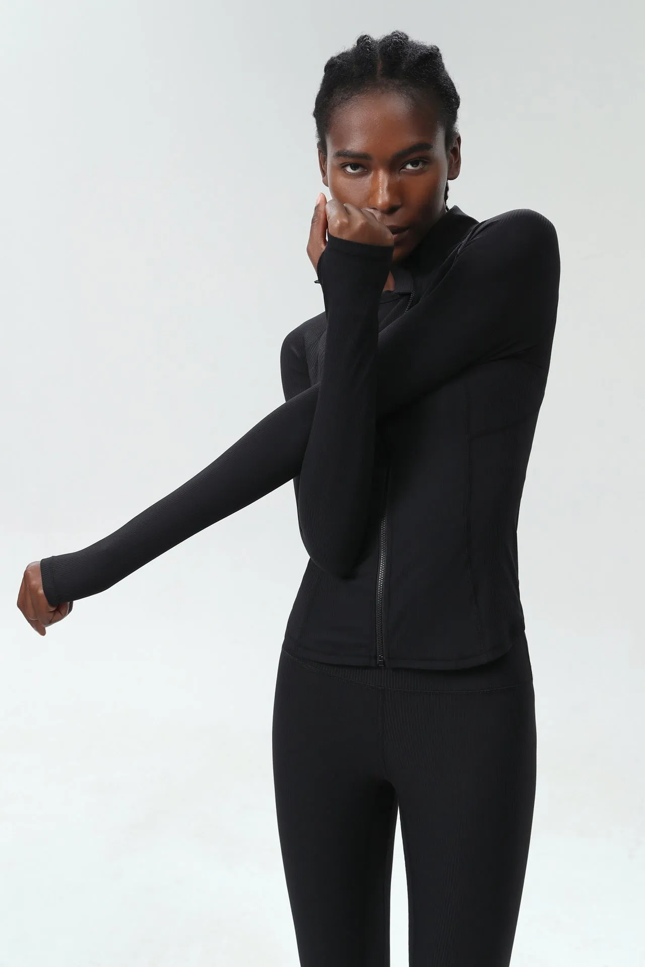 Sleek High-Performance Zip-Up Long Sleeve Yoga &amp; Fitness Top