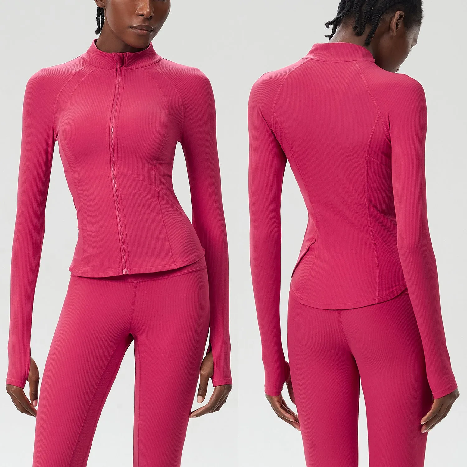 Sleek High-Performance Zip-Up Long Sleeve Yoga &amp; Fitness Top