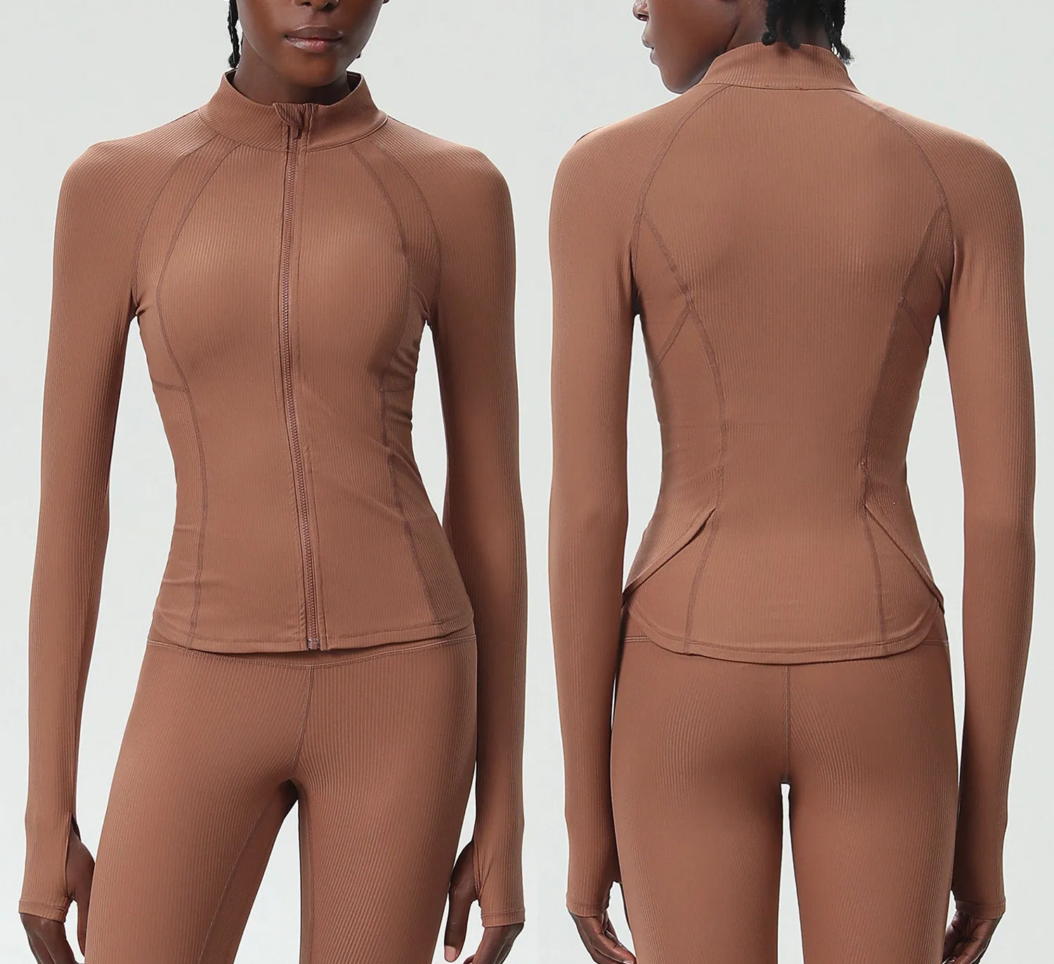 Sleek High-Performance Zip-Up Long Sleeve Yoga &amp; Fitness Top