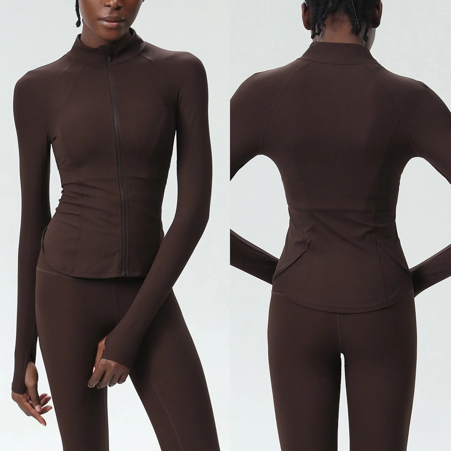 Sleek High-Performance Zip-Up Long Sleeve Yoga &amp; Fitness Top