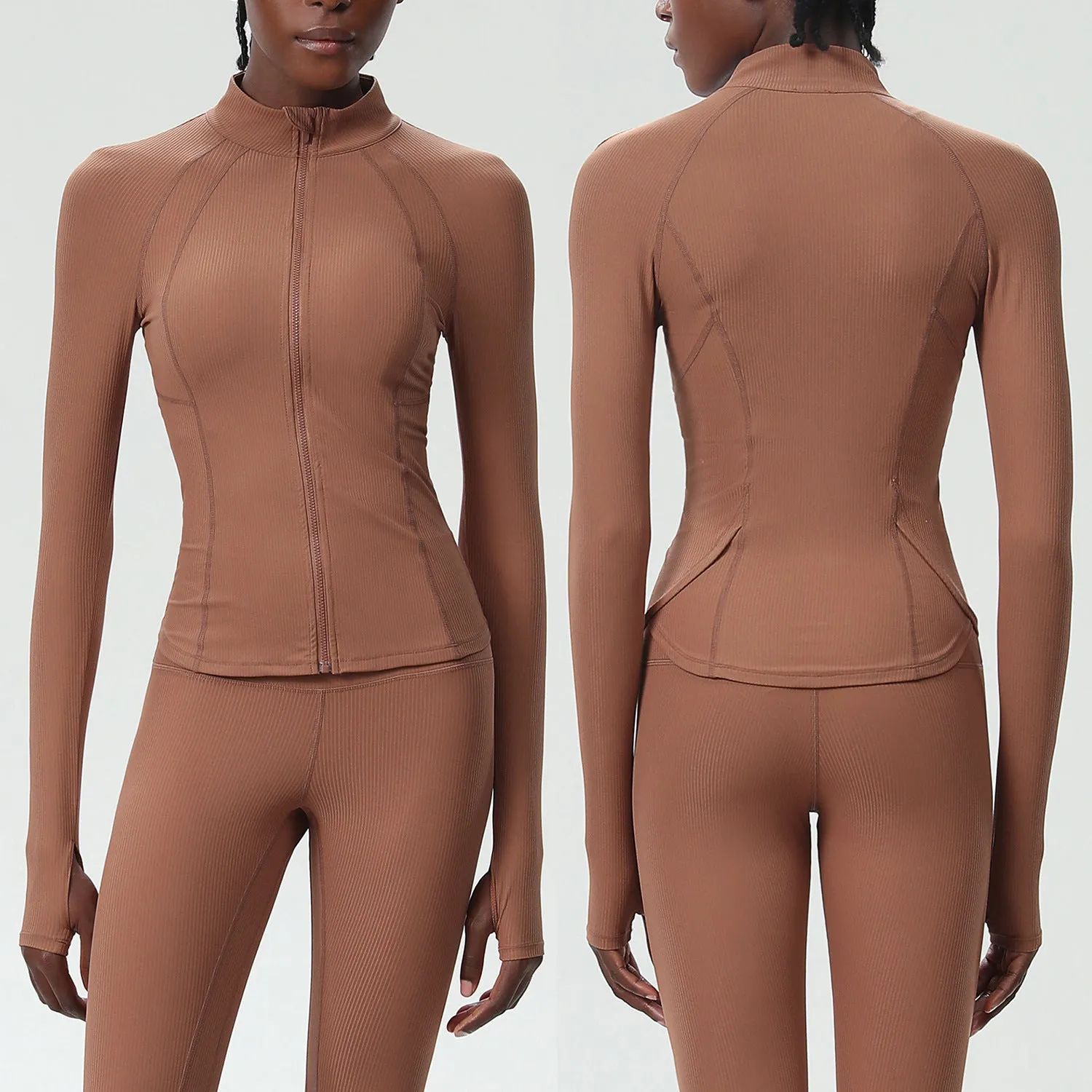 Sleek High-Performance Zip-Up Long Sleeve Yoga &amp; Fitness Top