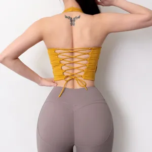 Sleeveless Lace Up Halter Top