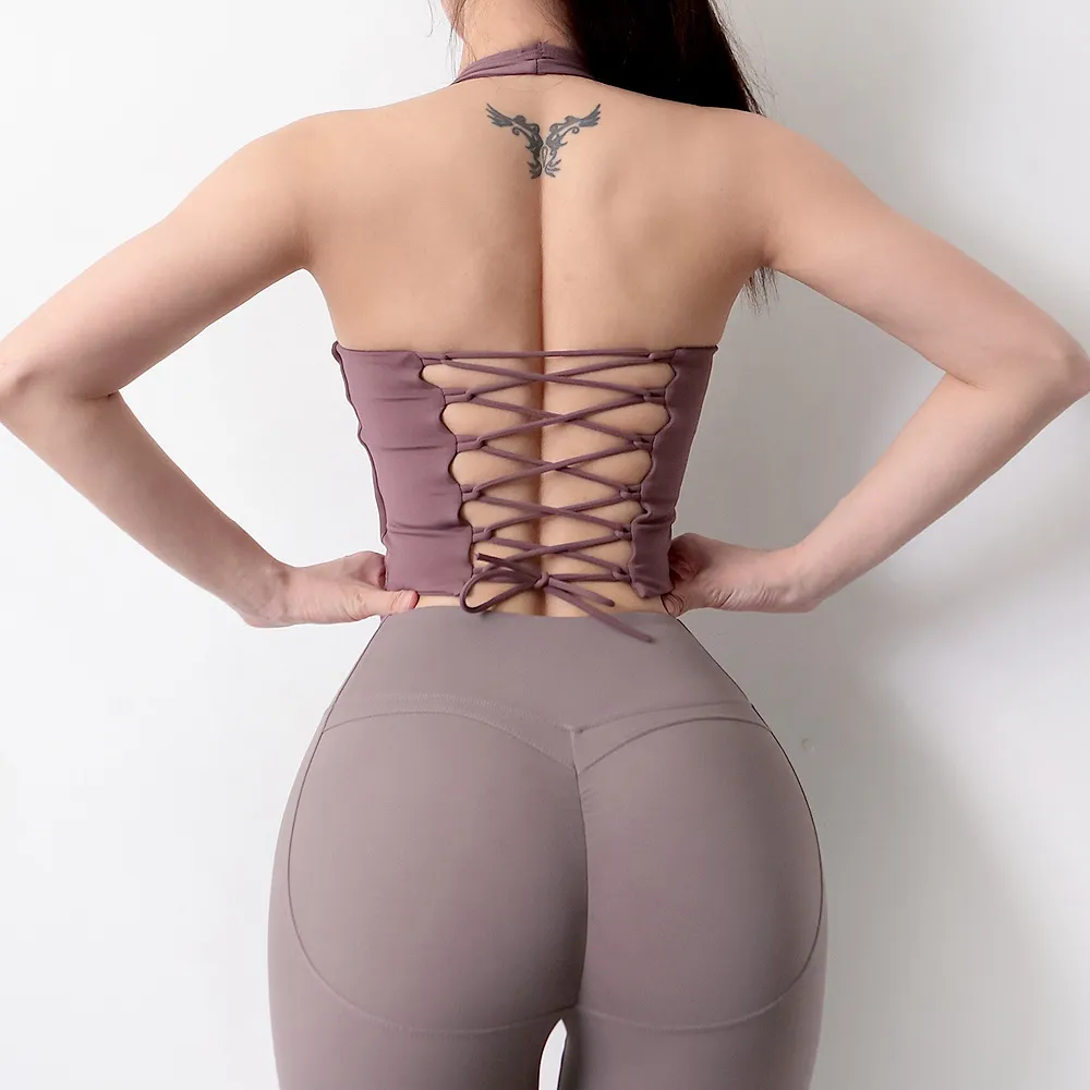 Sleeveless Lace Up Halter Top