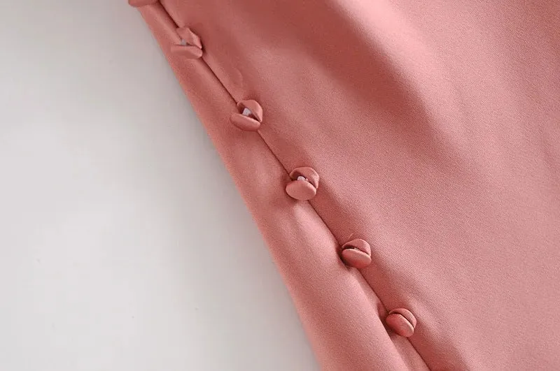 Sling Backless Silk Satin Slit Leg Midi Dresses