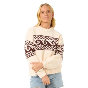 Soleil Knit Crew - Brown/Off White
