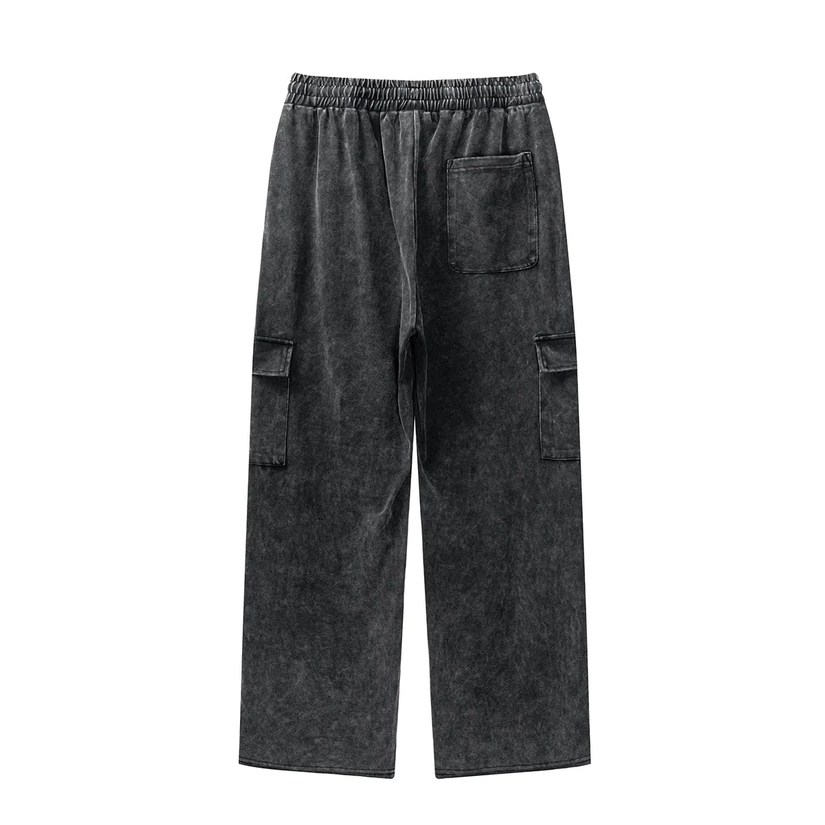Solid Color Washed Cargo Sweatpants