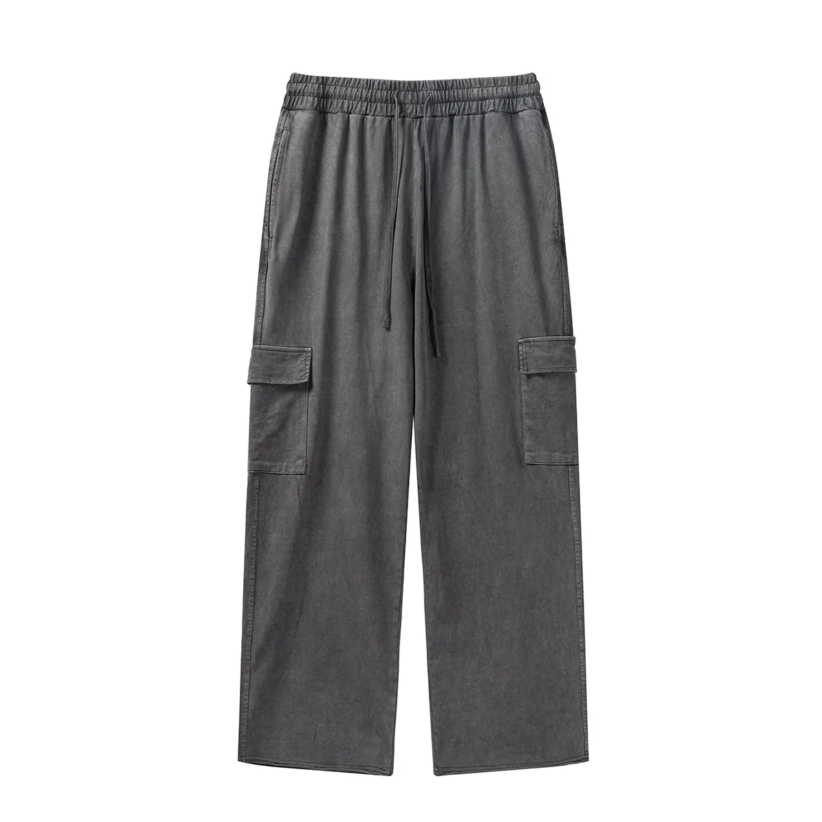 Solid Color Washed Cargo Sweatpants