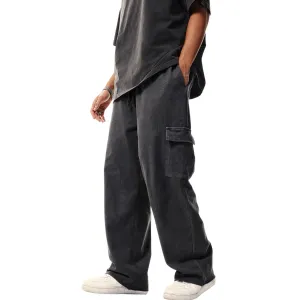 Solid Color Washed Cargo Sweatpants