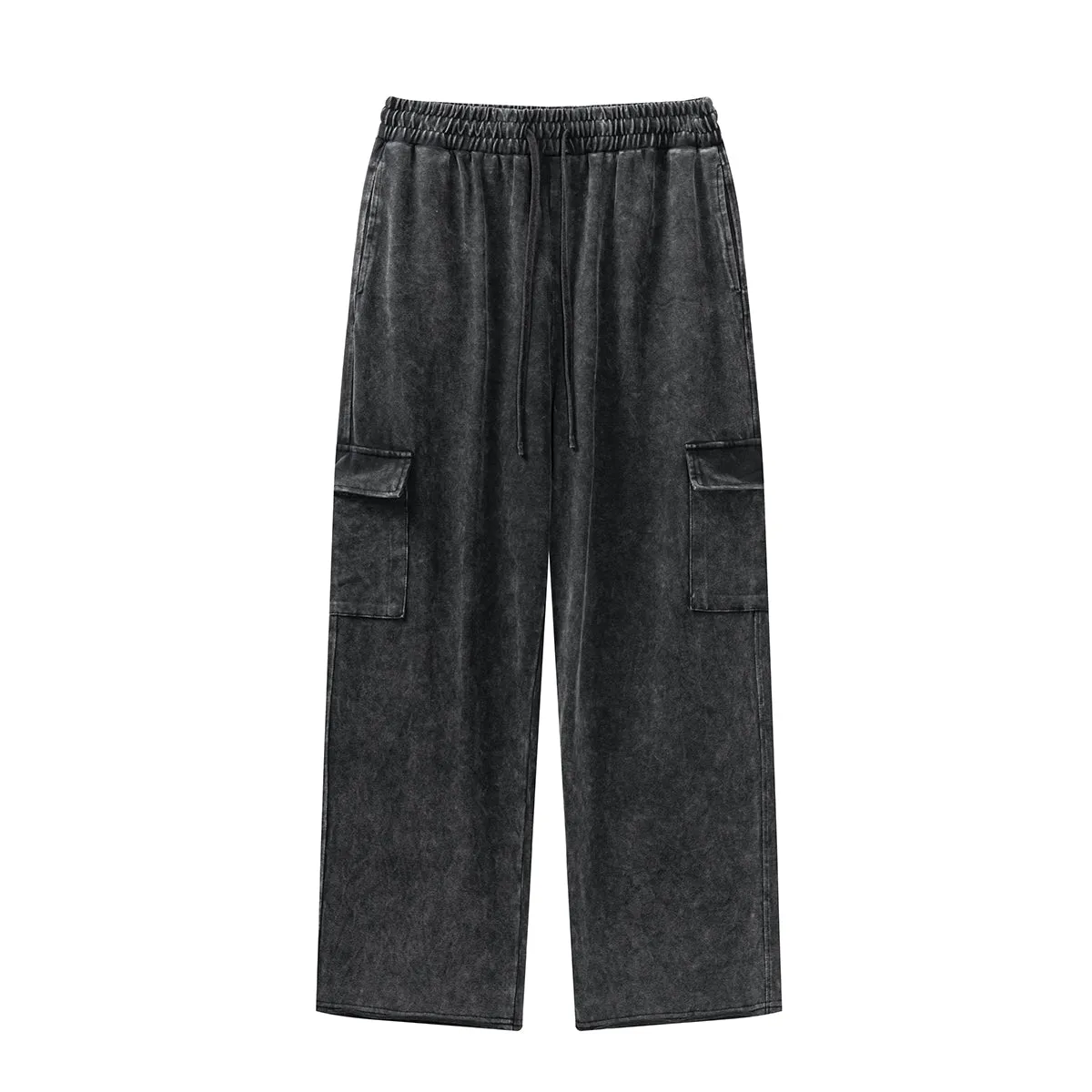 Solid Color Washed Cargo Sweatpants