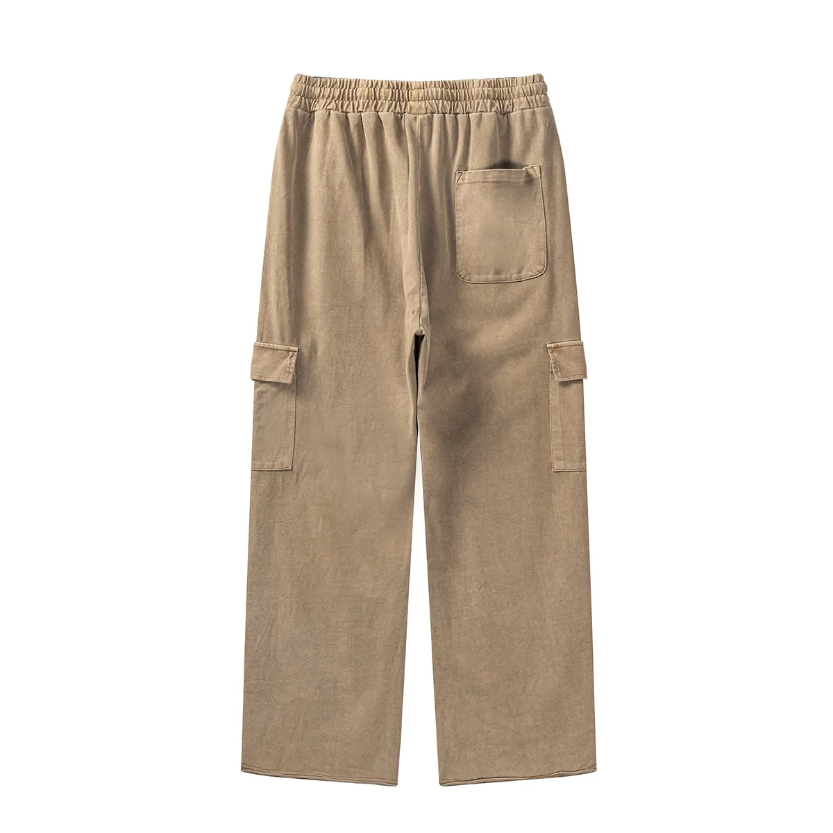 Solid Color Washed Cargo Sweatpants