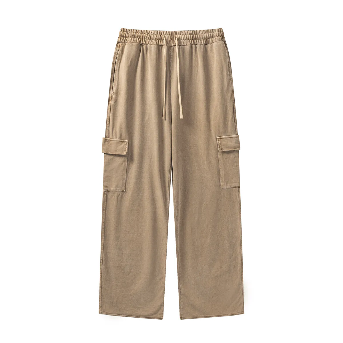 Solid Color Washed Cargo Sweatpants