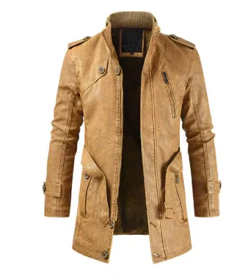 Sophisticated Men's Leather Trench Coat