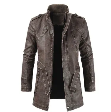 Sophisticated Men's Leather Trench Coat
