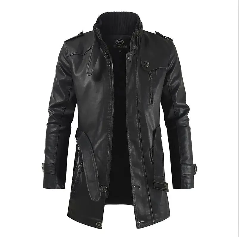 Sophisticated Men's Leather Trench Coat