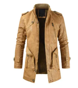 Sophisticated Men's Leather Trench Coat