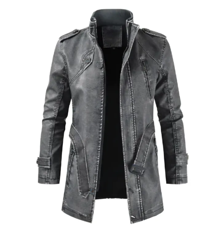 Sophisticated Men's Leather Trench Coat