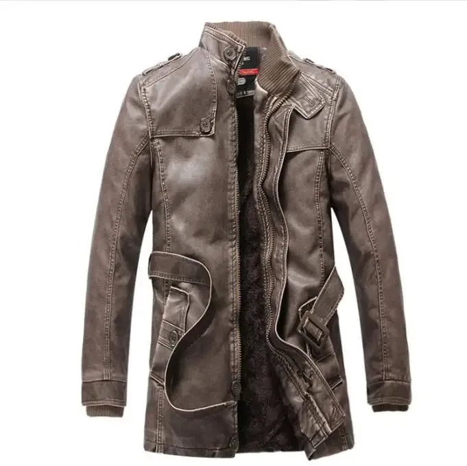 Sophisticated Men's Leather Trench Coat