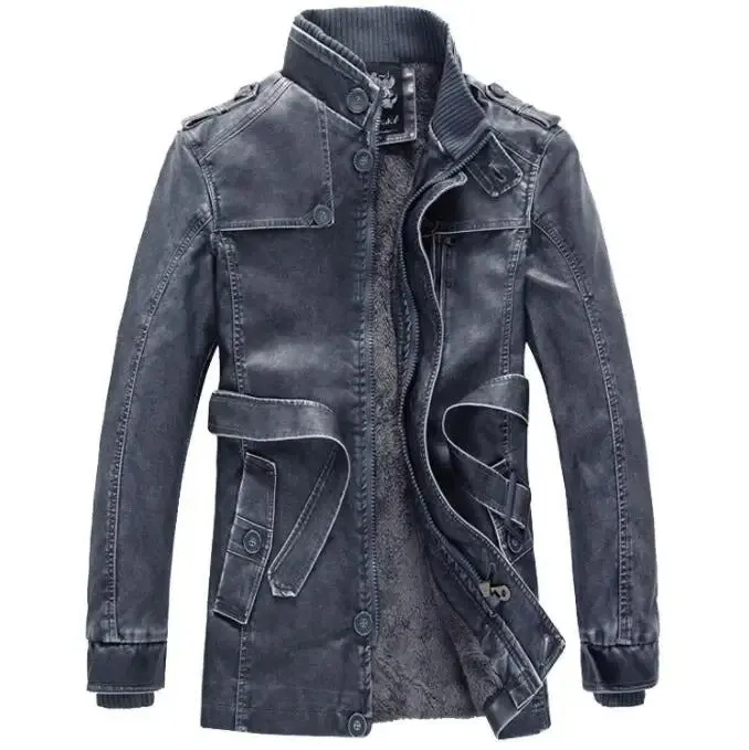 Sophisticated Men's Leather Trench Coat