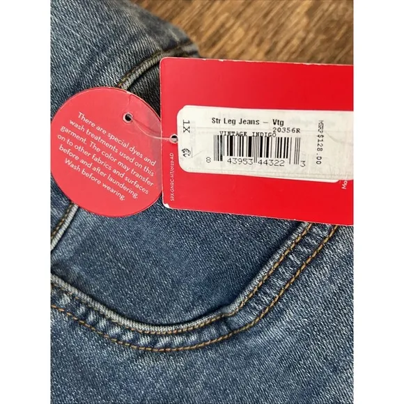 Spanx Straight Leg Ankle Jean Vintage Indigo XL Pull On Distressed Stretch