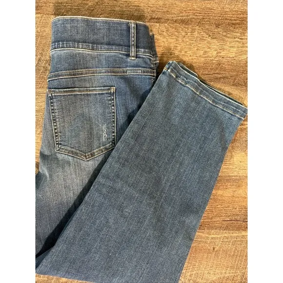 Spanx Straight Leg Ankle Jean Vintage Indigo XL Pull On Distressed Stretch