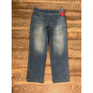 Spanx Straight Leg Ankle Jean Vintage Indigo XL Pull On Distressed Stretch