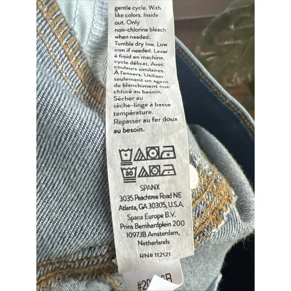 Spanx Straight Leg Ankle Jean Vintage Indigo XL Pull On Distressed Stretch