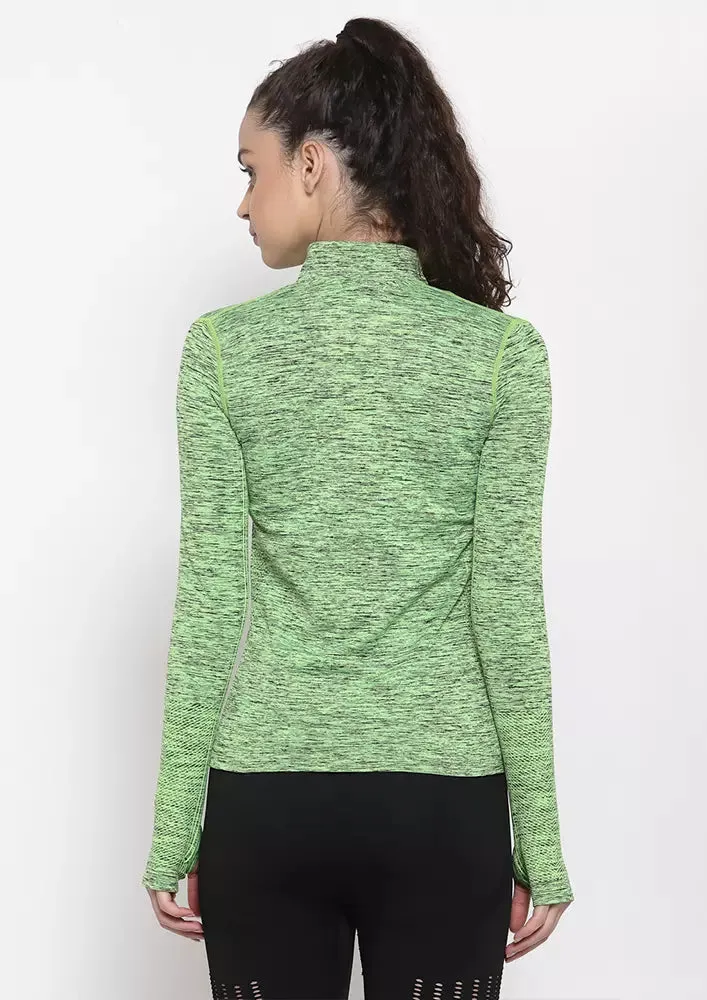 Sports High Neck Contrast Zip Jacket
